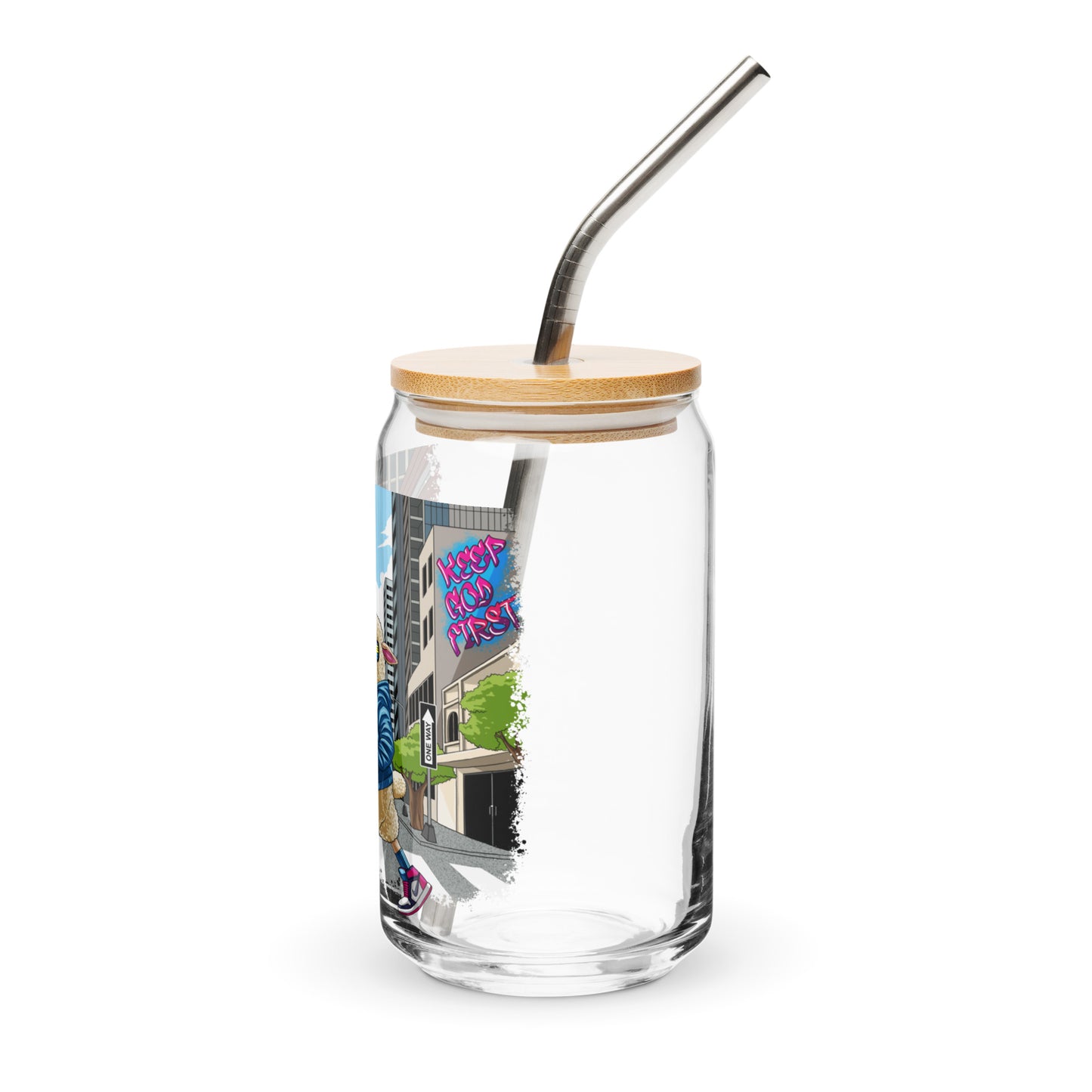 Inspirational faith based Strut Your Style, No Matter the Herd Can-shaped glass
