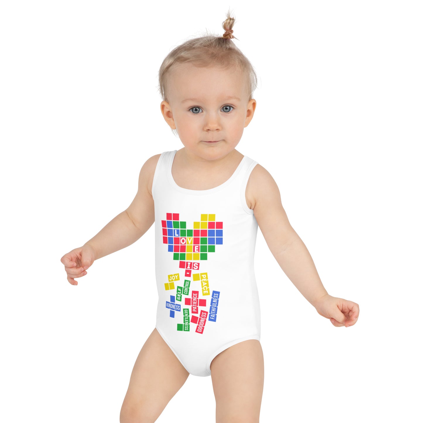 Playful Youth Swimsuit Inspirational Colorful Girl's Swimsuit Pattern Swimsuit Retro Swimsuit One Piece Bathing Suit Girl's Bold Swimsuit Game Like Swim